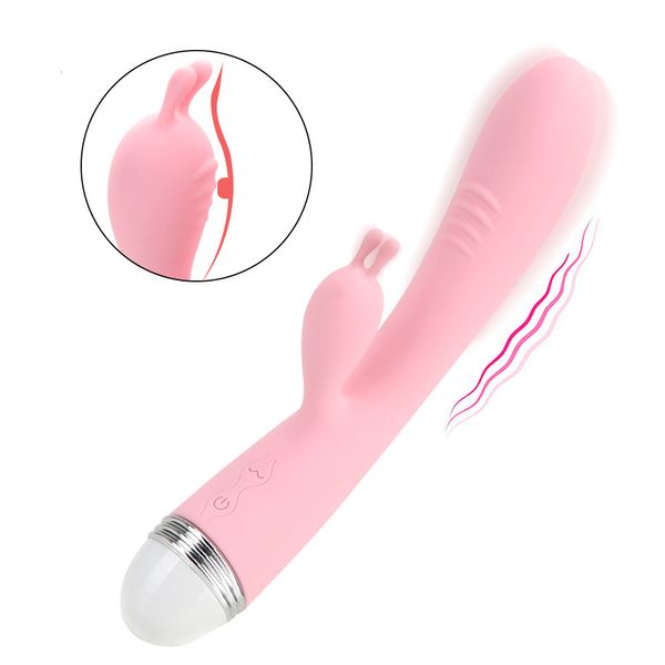Gspot Rabbit Double Vibrateur pour Femme Strapon Masturbation Clitoris Stimulateur Godes Étanche Rechargeable Adulte Sex Toys 230925