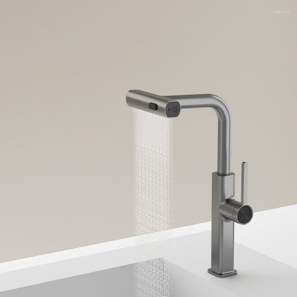 Rubinetti della cucina Rubinetto del lavello Cascata Display digitale intelligente Terzo esame simulato Uscita acqua Rame multifunzionale