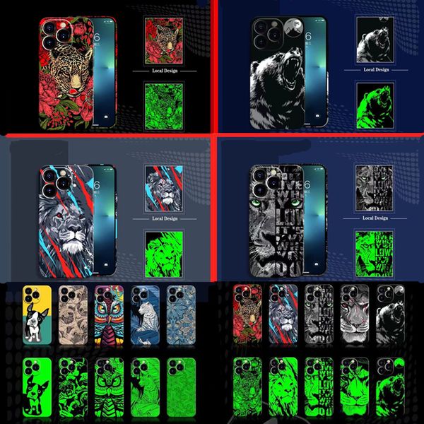 Capa de tpu fosco luminoso original para iPhone 15 Pro máximo 15PLUS TIGER LION OWL CAT DOG FLOR ENVIM