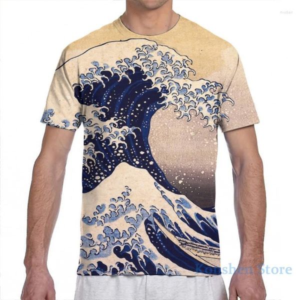 Мужские футболки The Great Off Kanagawa от Katsushika Hokusai (c 1830-1833) Мужская футболка Женская рубашка с принтом по всей поверхности для девочек Футболки для мальчиков