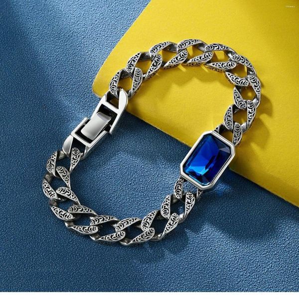 Link pulseiras azul pedra grama padrão casal pulseira masculino e feminino par cubano de moda coreana personalidade tendência