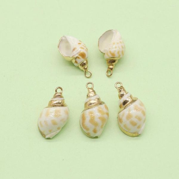 Pingente colares natural concha cowrie concha ouro cor borda encantos para fazer jóias diy colar tornozeleiras acessórios de moda