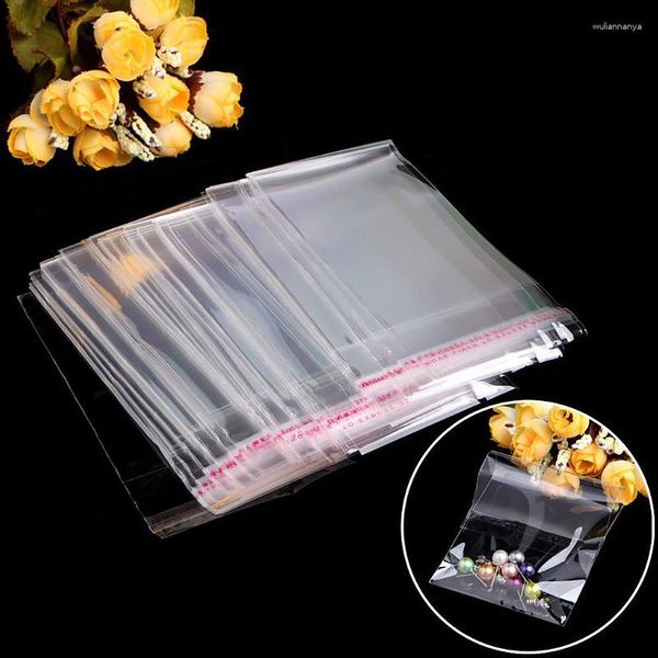 Geschenkpapier, 100 Stück, transparent, selbstklebend, Siegelbeutel, Kunststoff, Zellophan, Geschenke, Süßigkeitenbeutel, Schmuckverpackung