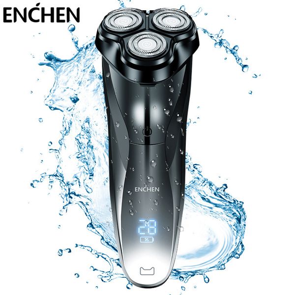 Rasoi elettrici ENCHEN Rasoio elettrico ricaricabile IPX7 impermeabile Rasoi rotanti da uomo bagnati e asciutti Rasoi da barba elettrici con trimmer popup 230925