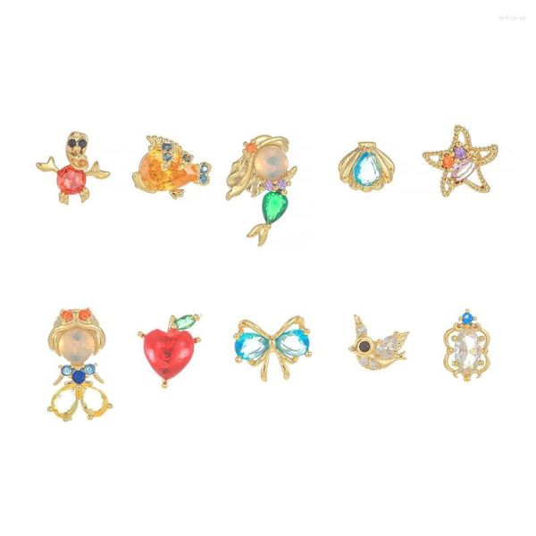 Stud Oorbellen 5 stks/set Gekleurde Zirkoon Leuke Cartoon Zilveren Naald Voor Vrouwen Piercing Mode Zoete Party Gift Groothandel