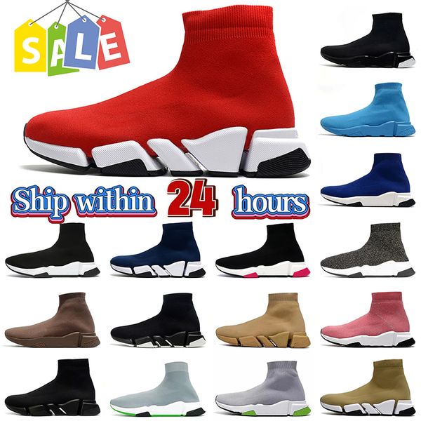 Luxo Velocidades 2.0 V2 Sapatos Casuais Plataforma Sneaker Homens Mulheres Tripler Paris Meias Botas Preto Branco Azul Luz Graffiti Vintage Marca Treinadores Sapatilhas Botas Corredores