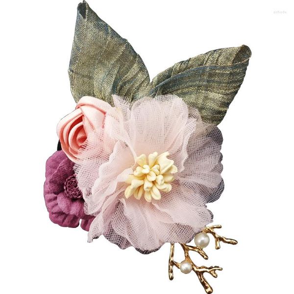 Spille Spilla a fiori in tessuto Moda Arte di stoffa Corpetto Cardigan Distintivo Gioielli di lusso femminili per accessori da donna Regalo all'ingrosso