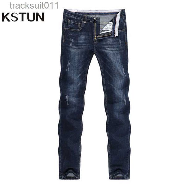 Herrenjeans KN Herren Jeans 2023 Sommer Denim Hosen Slim Straight Dunkelblau Regular Fit Freizeit Lange Hosen Berühmte Marke Jean Men Hombre L230926