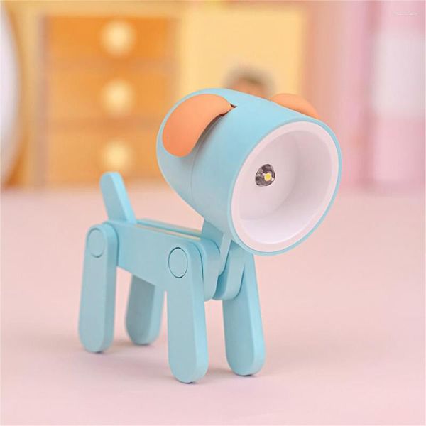 Luci notturne Creative LED Mini Protezione degli occhi Luce Cartoon Pet Dog Cervo Pieghevole Piccola lampada da tavolo Camera dei bambini Comodino Arredamento camera da letto Holi