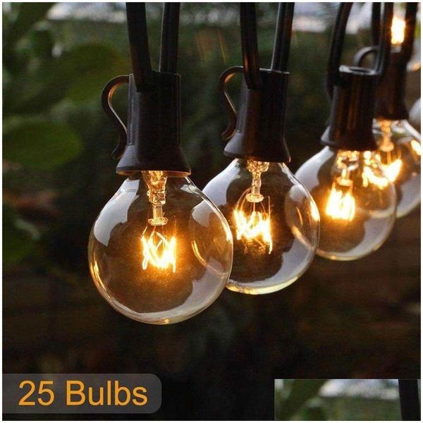 Decorações de Natal 25ft pátio string luz g40 globo festão bb fada festa ao ar livre jardim guirlanda casamento decorativo 201127 drop otjfd