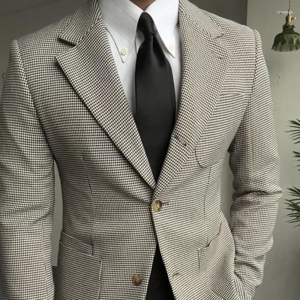 Erkekler Suits Yüksek kaliteli tek göğüslü mırıltılı çırpınık kontrast renk blazer gündelik uzun kollu beyefendi chaquetas hombre de vestir