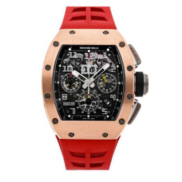 Richarmill Uhr Schweizer automatische mechanische Armbanduhren Herren Serie 011 Chronograph Auto Gold Herrenarmbanduhr Rm011 RG WN-795K