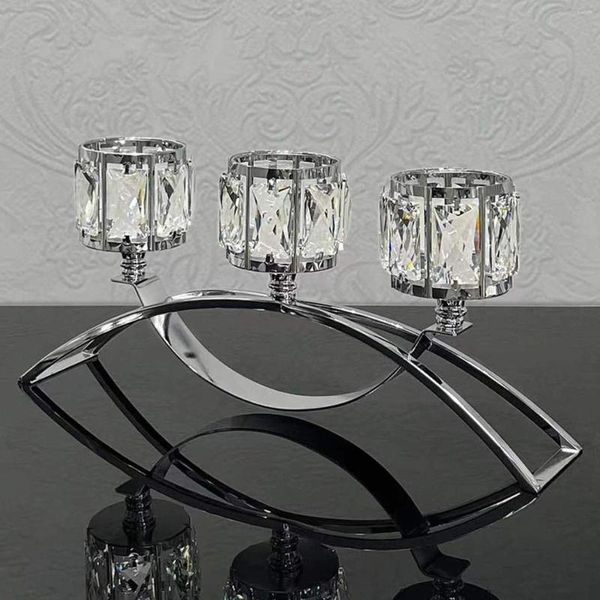 Castiçais 3 braços vidro tealight candelabros suporte de luz de chá para