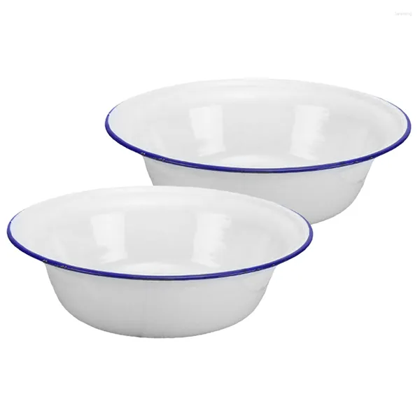 Conjuntos de louça 2 Pcs Cozinha Esmalte Retro Bacia Tigela Misturando Tigelas Sopa Decorativa Massa Salada