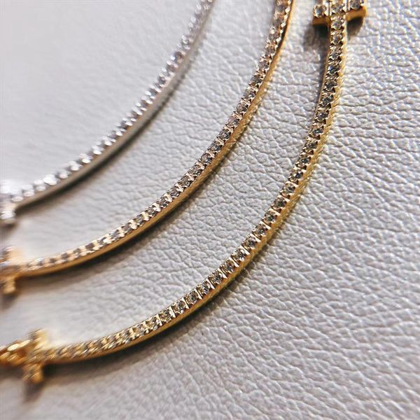 Collana di design sorriso Collane con ciondolo per donna Moda Designer di gioielli oro Rose Platino catene a maglie diamanti Anniversario 300N