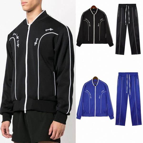 High Street Mens tute ricamo cappotti esterni pantaloni jogger con cerniera Giacca uniforme da baseball S-XL b05u #