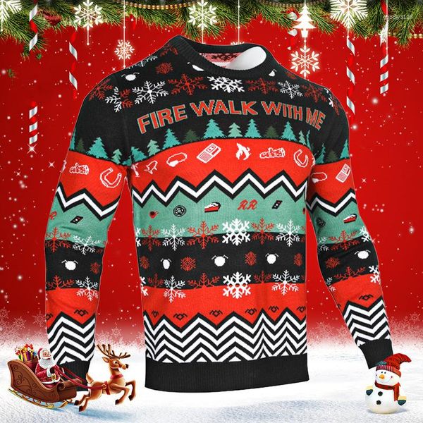 Мужские свитера Уродливый рождественский свитер Модный винтажный стиль Зимние мужские теплые хлопковые вязаные пуловеры с круглым вырезом Slim Fit Повседневный джемпер