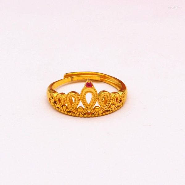 Anéis de cluster clássico moda estilo antigo bronze banhado a ouro anel coroa abertura mulheres vietnã areia casamento jóias presente