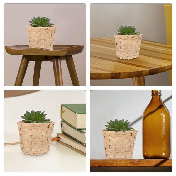 Conjuntos de louça 6 pcs cesta de armazenamento de bambu decorativo flor mesa cestas servindo deleites tecido tecer casa