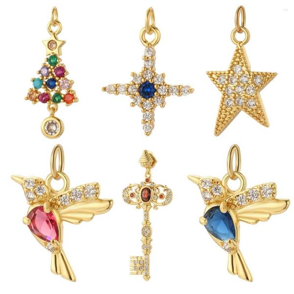 Charms Niedlicher Vogel Stern Schlüssel für Schmuckherstellung Zubehör Goldfarbe Dijes Bohemian Diy Ohrring Armband Halskette Bulk