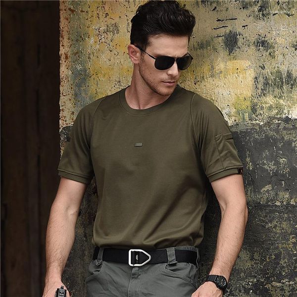 Camiseta masculina respirável, camiseta tática, esporte ao ar livre, militar, secagem rápida, manga curta, caminhada, caça, exército, combate