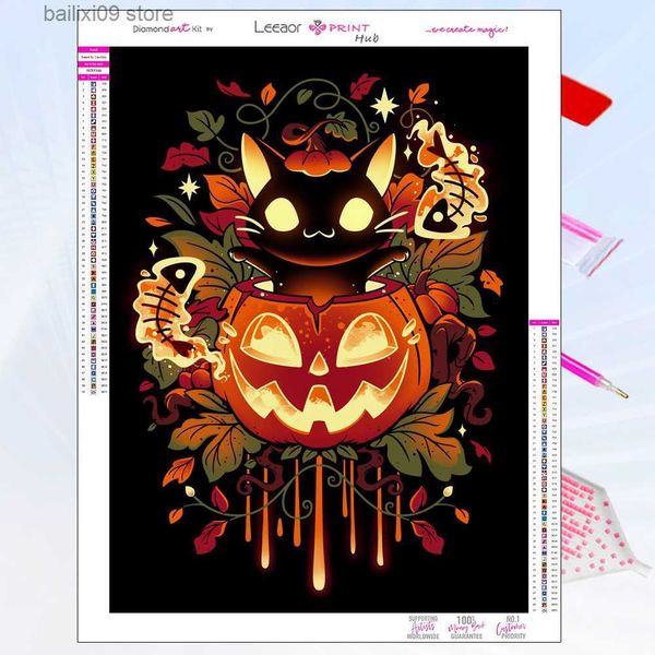 Gemälde 5d Diy Halloween Diamant Malerei Neue 2023 Cartoon Kätzchen Horror Kürbis Comic Diamanten Mosaik Stickerei Kits Wohnkultur Geschenke T230926