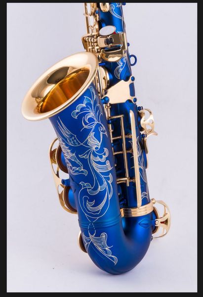 Il belin Altsaxophon Eb Tune Es Musikinstrumente Neue Ankunft Messing Blau Hochwertiges Saxophon mit Koffer Kostenloser Versand