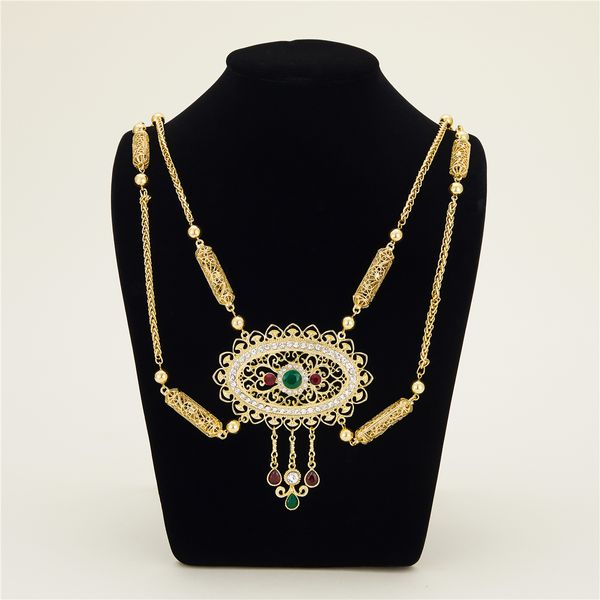 Chokers Brust-Schulter-Kette für Damen, exquisites goldenes marokkanisches Hochzeitskleid, traditioneller Kaftan-Rückenschmuck, National Biyo 230925