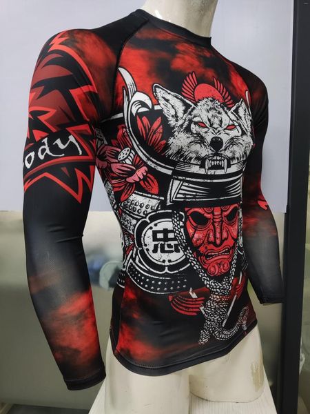 Magliette da uomo CODY LUNDIN Camicia a compressione con stampa digitale MMA BJJ Maniche lunghe Rash Guard Fitness Muay Thai Top