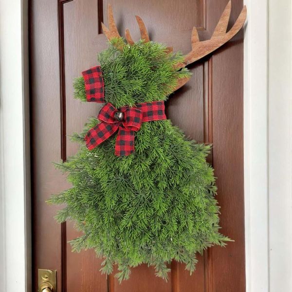 Dekorative Blumen Elch Weihnachtskranz liefert Home Decor Weihnachten Tür hängen für Wand Büro Veranda Indoor Outdoor