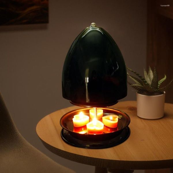 Kerzenhalter Schwarz Innen Teelichthalter Kamin Mit Kerzenständer 6 Lampen Für Zuhause Schlafzimmer Wohnzimmer Dekor Metall