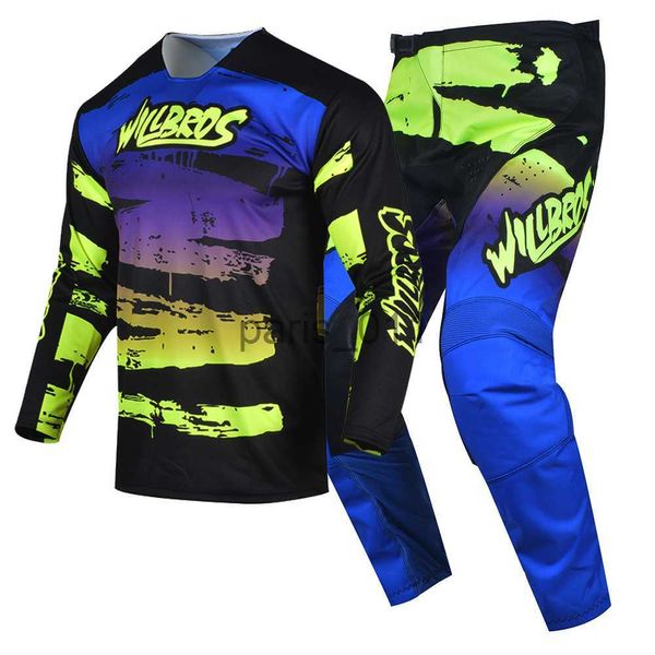 Outros Vestuário Adulto MX Set Motocicleta Azul Verde Downhill 2023 Willbros e Calças Combo Motocross Racing Terno MTB Dirt Bike Riding X0926