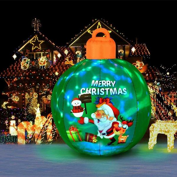 Украшение вечеринки Осветите надувной рождественский шар с воздуходувкой Рождественское украшение На открытом воздухе Взорвите рождественские украшения снаружи со светодиодными лампами T230926