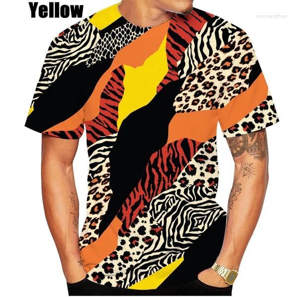 Homens camisetas Moda Leopard Imprimir Homens Mulheres Primavera Verão 3D Impresso Mangas Curtas Casual Redondo Pescoço Esporte Tops XS-5XL