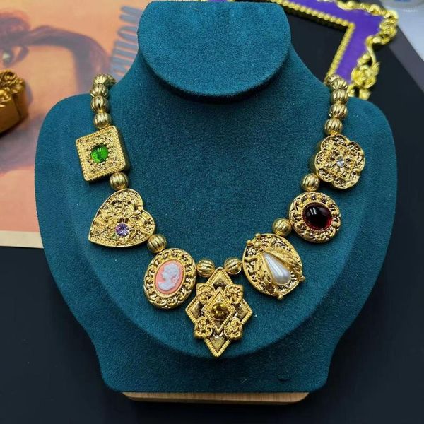 Цепочки, французские антикварные банкетные легкие роскошные жемчужные головки, винтажное женское ожерелье в форме пчелиного сердца, ювелирные изделия