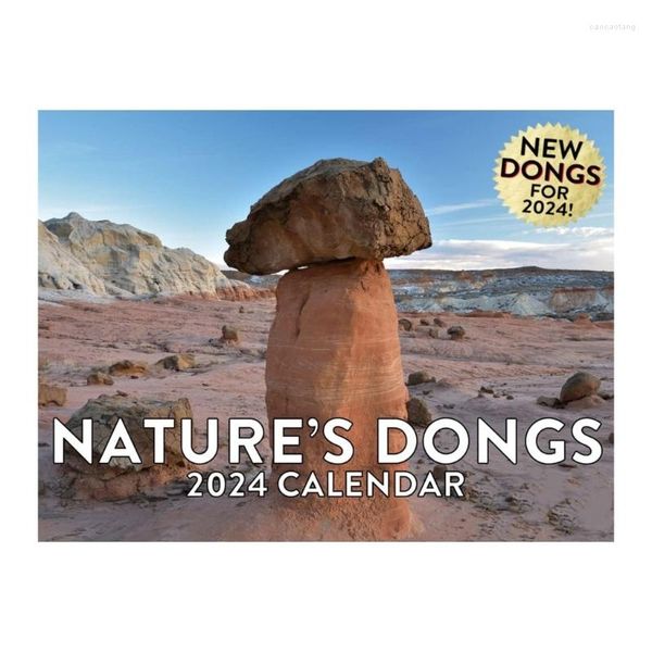 Estatuetas decorativas naturezas dongs calendário 2024 calendários de parede engraçados planejador 12 meses pendurado para escritórios sala de estar decoração de casa