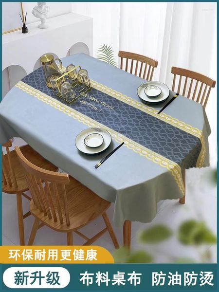 Toalha de mesa em tecido, à prova d'água, resistente a óleo e sem lavagem, retangular, oval, chá anti-escaldadura
