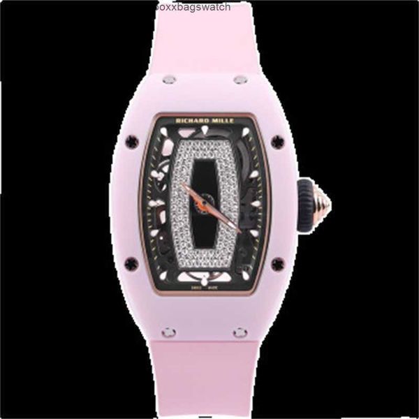 Mills Orologi da polso Richardmill Orologi Orologi sportivi meccanici automatici RM0701 Movimento in ceramica con fondo cavo trasparente con diamante intarsiato HBH9