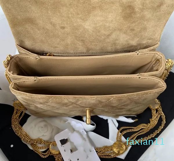 Borsa portamonete in oro di alta marca Stile caldo Imitazione cervo smerigliato Veet Monospalla Anatra mandarina Catena con fibbia Moda classica