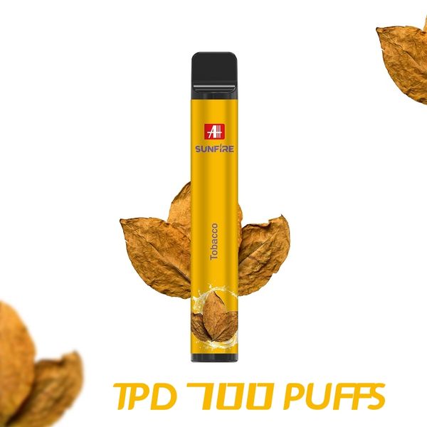 Otantik Güneş Ateşi Vapes 700 Puffs TPD Tek Kullanımlık Vape 2ml Önceden Dolgulanmış 10 Kayıtlı Tatlar 20mg E-sigara 550mAh Buhar Cihazı OEM Meyve Lezzetleri Shenzhen Fabrikası