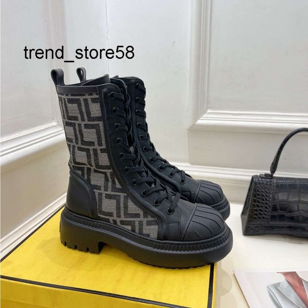 Botas de motociclista de couro preto bege mulheres bota de combate botas martin com atacadores e zíper lateral tecido marrom cinza jacquard motivo moda botas 1CDZ