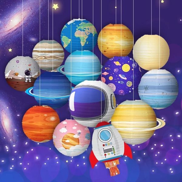Outros suprimentos para festas de eventos 30cm Galaxy Party Lanternas de papel Sistema Solar Planeta Pendurado Lanternas Espaço Exterior Lampião de papel para crianças Decorações de aniversário 230926