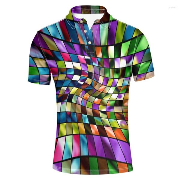 Polos masculinos polo homme ilusão óptica moda streetwear camisas masculinas casuais harajuku legal 3d impresso camisa de manga curta masculino