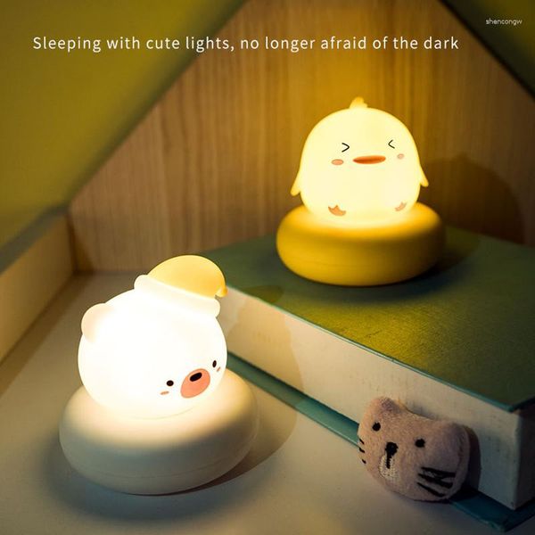 Luzes da noite luz das crianças urso bebê nightlight bonito para casa quarto criança usb dos desenhos animados lâmpada led presente de natal