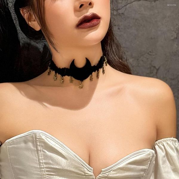 Gargantilha gótico punk colar de renda para mulheres moda retro clavícula corrente colar de halloween steampunk jóias presente menina