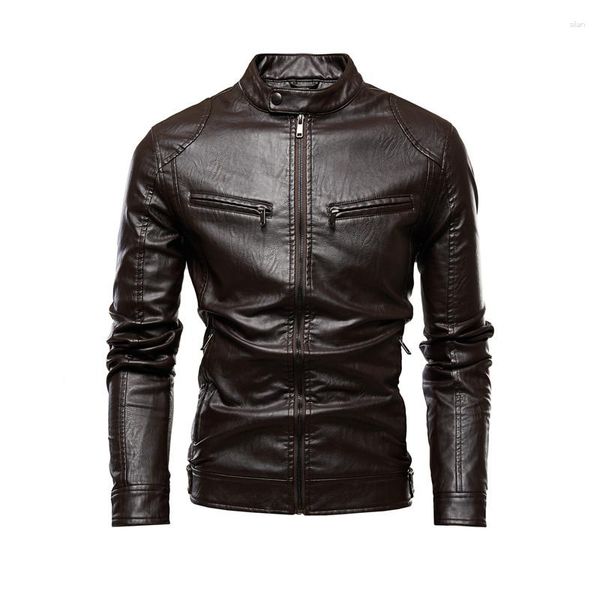 Männer Pelz Männer Herbst Motorrad Leder Jacke Casual Vintage Mantel Outfit Mode Biker Zipper Tasche Design PU