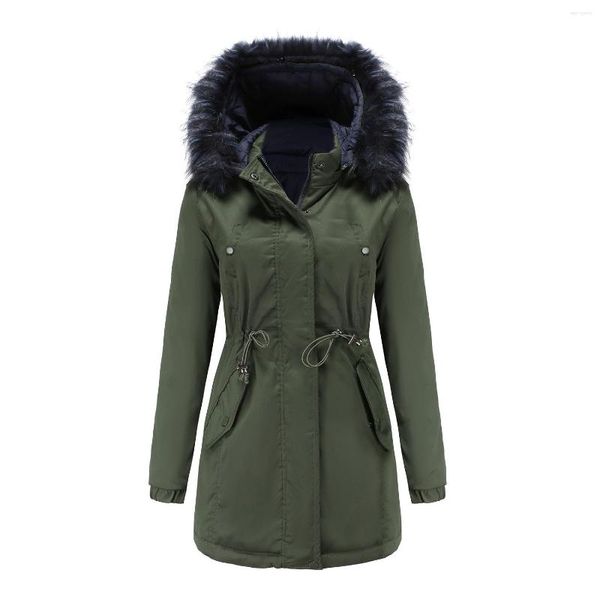 Женские плащи VOLALO, хлопковая куртка, двусторонняя парка со съемным воротником из искусственного меха и капюшоном, стеганая парка для женщин, зимнее пальто