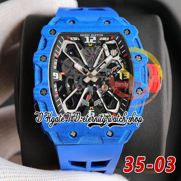 RRF 35-03 Ultima versione Giappone Miyota NH Orologio automatico da uomo Blu NTPT Cassa in fibra di carbonio Quadrante scheletrato Cinturino in caucciù blu Sport Super Edition Orologi da polso eterni