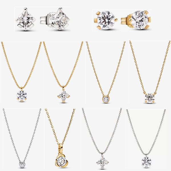 2023 novos colares de pingente de prata 925 para mulheres jóias presente DIY fit Pandoras Era Bezel Lab-cultivado diamante designer colar de alta qualidade elo de corrente com caixa