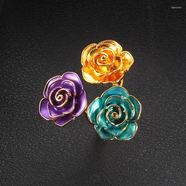 Fedi nuziali Janekelly Luxury Bold Big Flower per le donne Nuziale Zircone cubico Dubai Accessori Anello da dito Gioielli da spiaggia